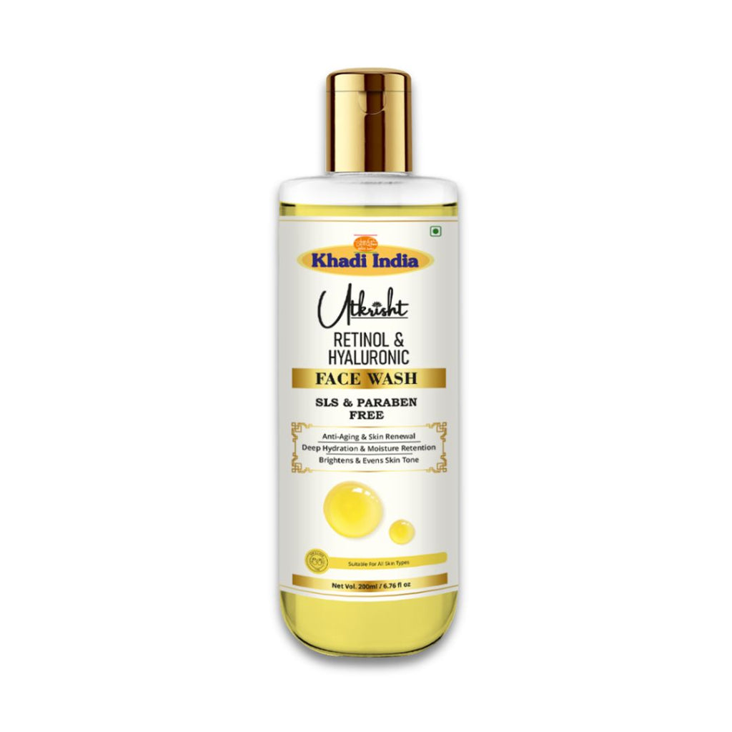 Utkrisht Khadi Retinol & Hyaluronic Acid Face Wash – Anti-Aging & Hydrating Cleanser for Youthful Skin- 200ml