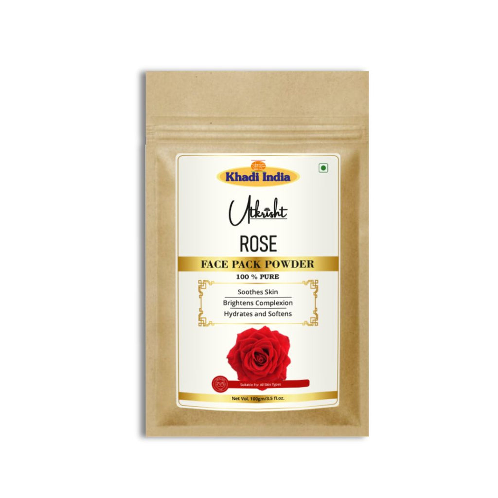 Utkrisht Khadi Rose Face Pack Powder – Soothing & Brightening Herbal Mask for Glowing Skin - 100gm