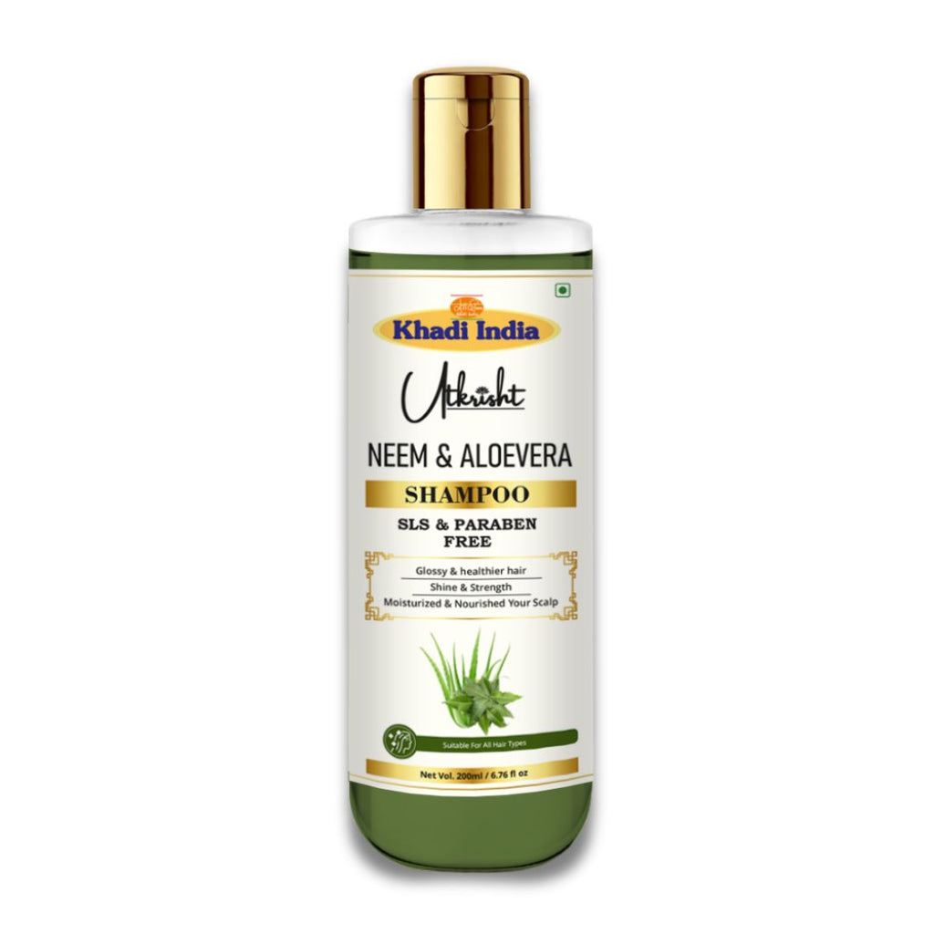 Utkrisht Khadi Neem & Aloe Vera Hair Shampoo – Herbal Cleanser for Dandruff, Itchy Scalp & Hair Nourishment- 200ml