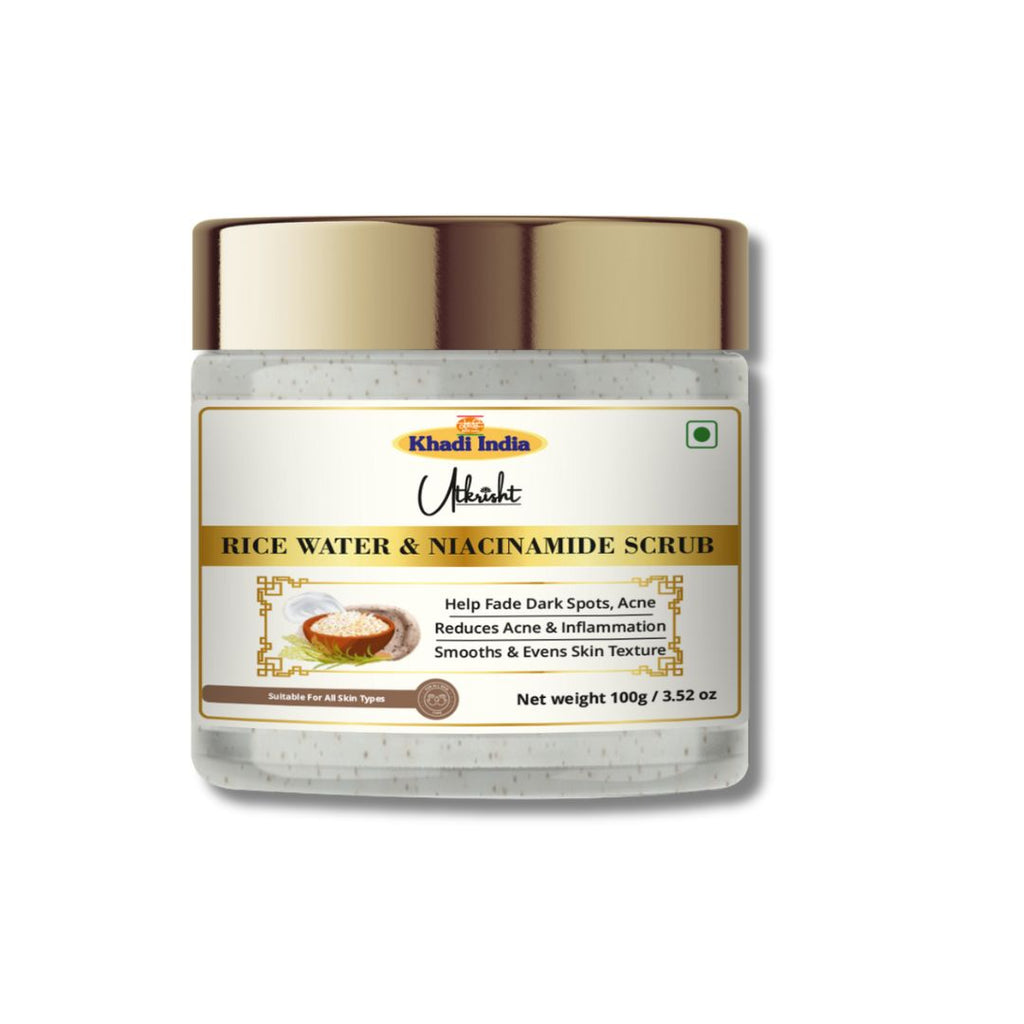 Utkrisht Khadi Rice Water & Niacinamide Face Scrub 100 gm – Brightening & Gentle Exfoliator