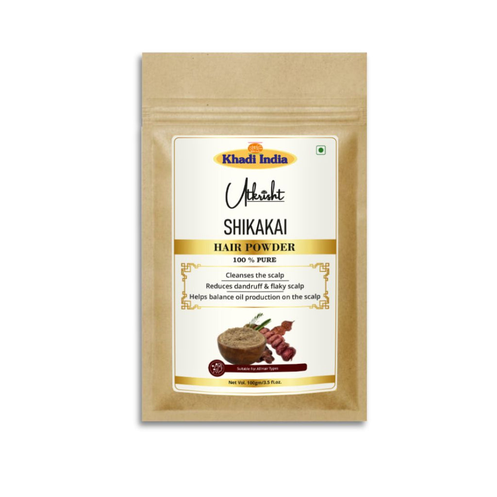 Utkrisht Khadi Shikakai Hair Powder – 100% Natural Cleanser for Hair Growth, Dandruff & Scalp Health