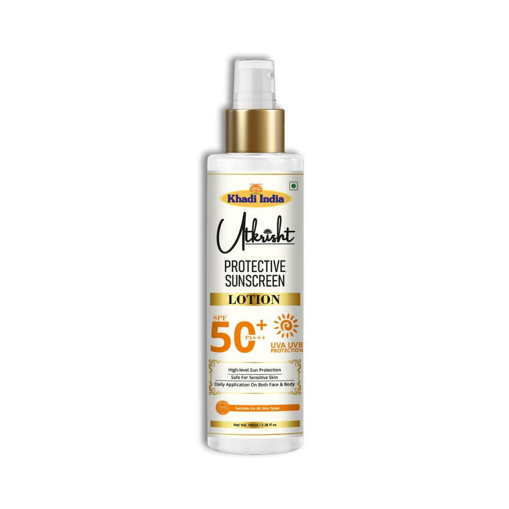 Utkrisht Khadi SPF 50 Sunscreen Lotion – Broad Spectrum UVA/UVB Protection – Lightweight, Non-Greasy -100ml