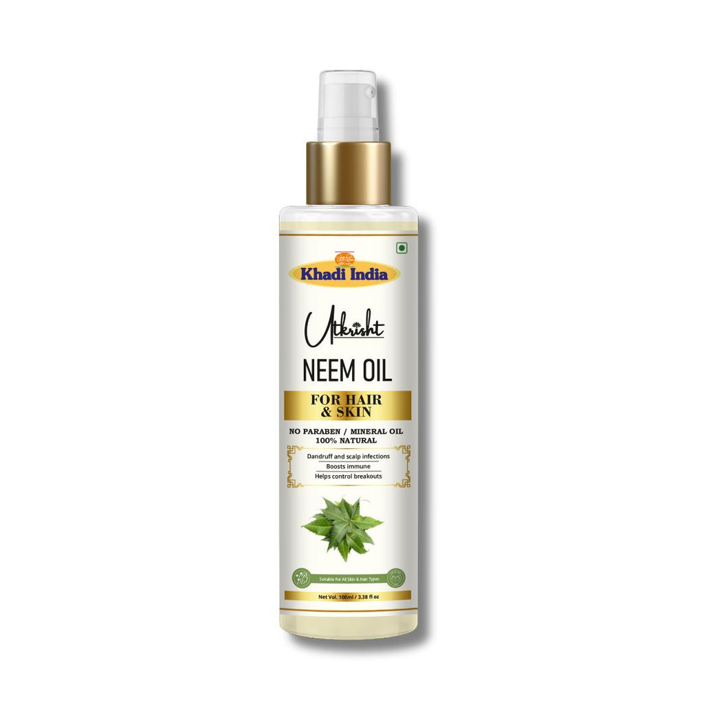 Utkrisht Khadi Neem Hair & Skin Care Oil – 100% Pure & Natural Oil for Healthy Scalp & Glowing Skin - 100ml