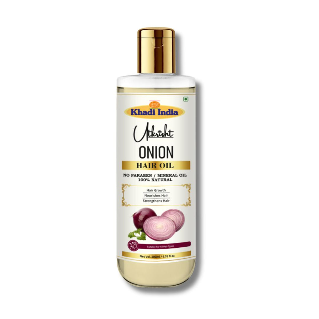 Utkrisht Khadi Onion Hair Oil – Red Onion Oil for Hair Fall Control, Hair Regrowth & Stronger Roots – 200ml