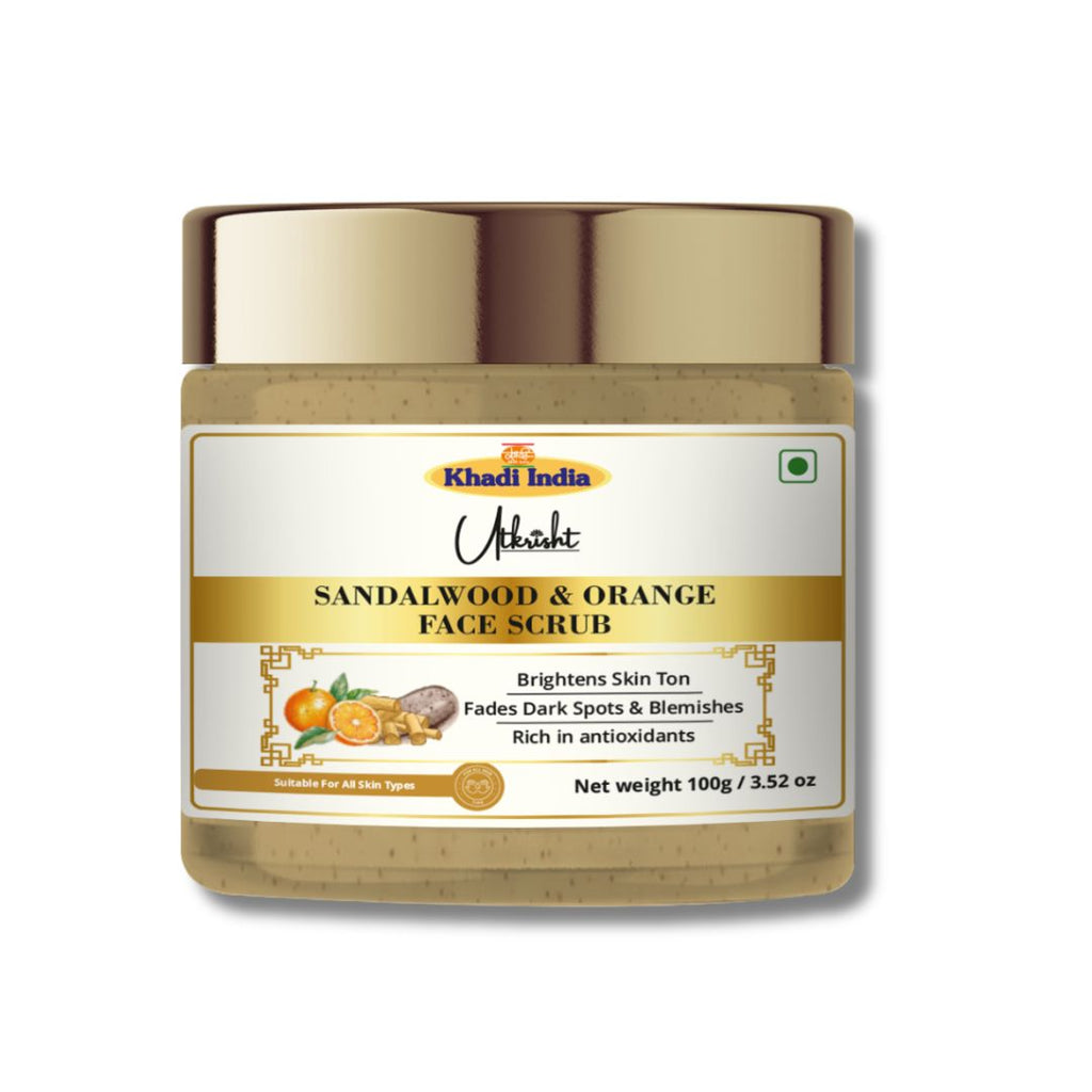 Utkrisht Khadi Sandalwood & Orange Face Scrub 100 gm – Refreshing & Brightening Exfoliator