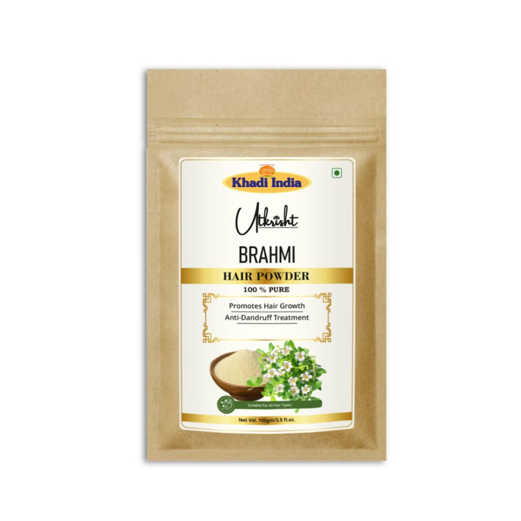 Utkrisht Khadi Brahmi Hair Powder – 100% Natural Powder for Hair Growth, Dandruff & Scalp Nourishment