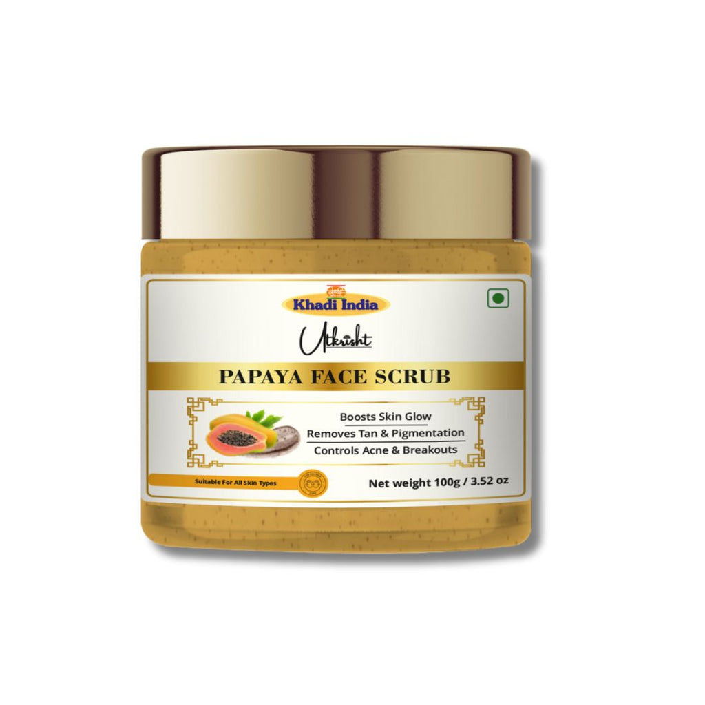Utkrisht Khadi Papaya Face Scrub 100 gm – Natural Exfoliator for Smooth & Radiant Skin