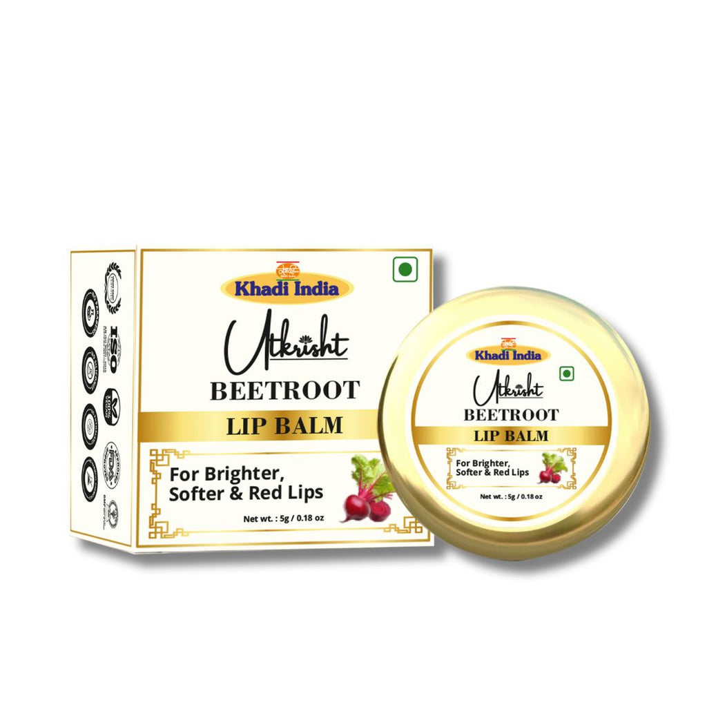 Utkrisht Khadi Beetroot Lip Balm – Natural Pink Tint with Shea Butter & Vitamin E for Soft, Moisturized Lips - 5gm