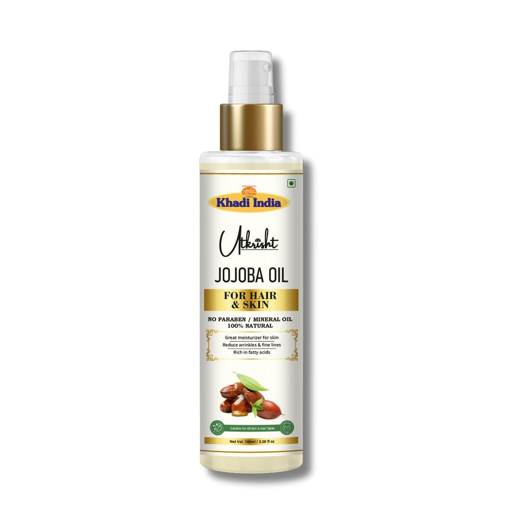 Utkrisht Khadi Jojoba Hair & Skin Care Oil – 100% Pure & Natural Moisturizing Oil for Healthy Hair & Radiant Skin - 100ml