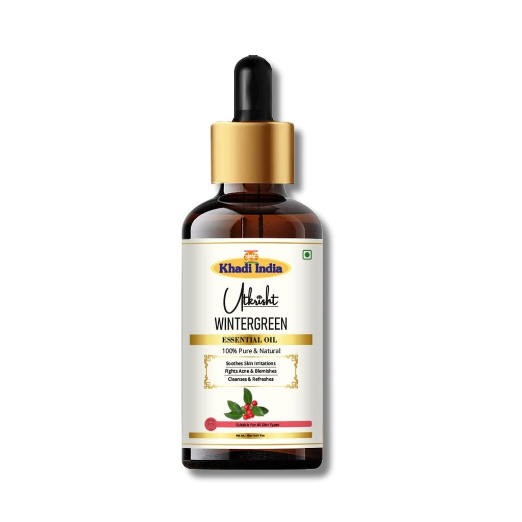 Utkrisht Khadi Wintergreen Essential Oil – 100% Pure & Natural | Soothing & Cooling Aromatherapy Oil-15ml