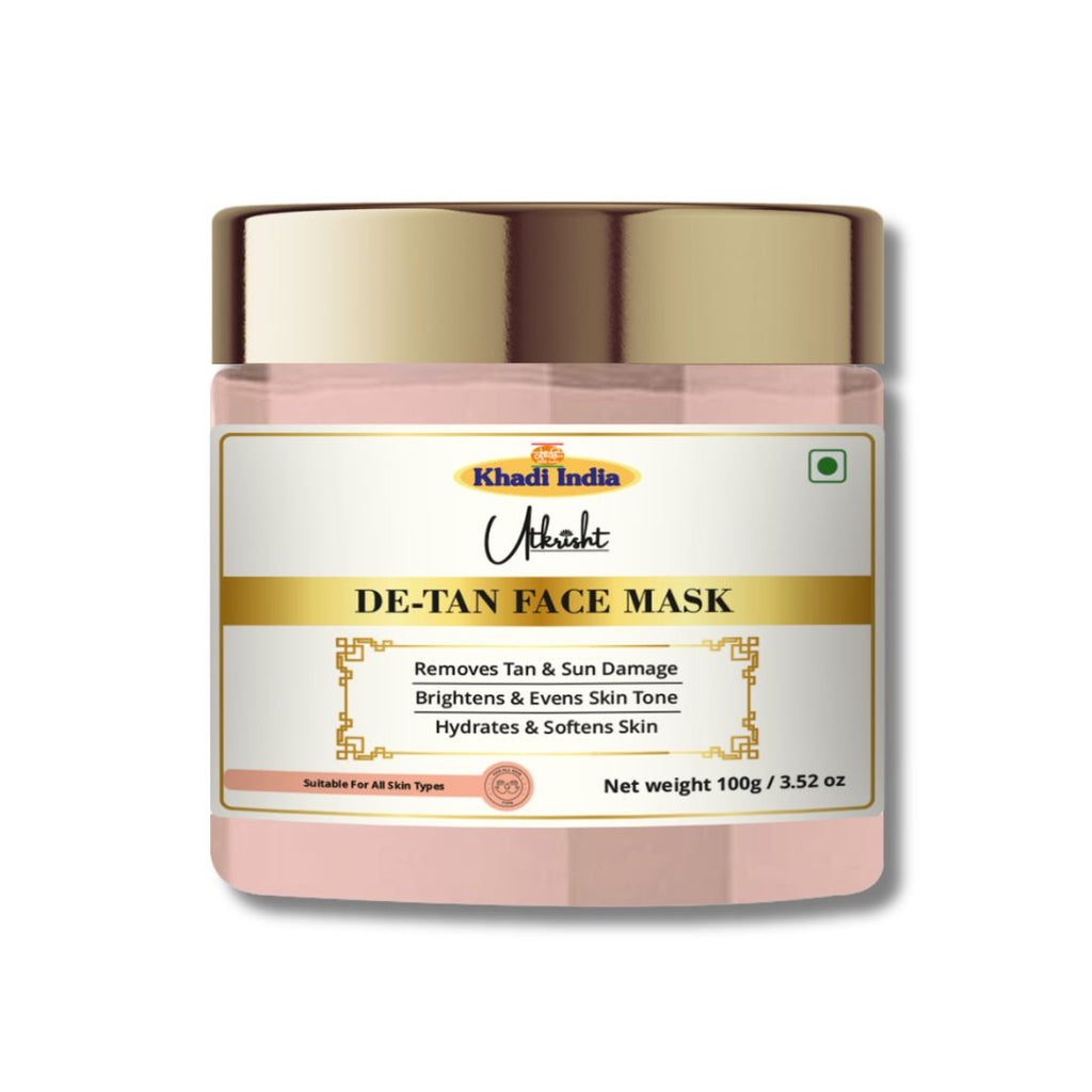 Utkrisht Khadi De-Tan Face Mask – Tan Removal & Skin Brightening with Herbal Extracts (100g)