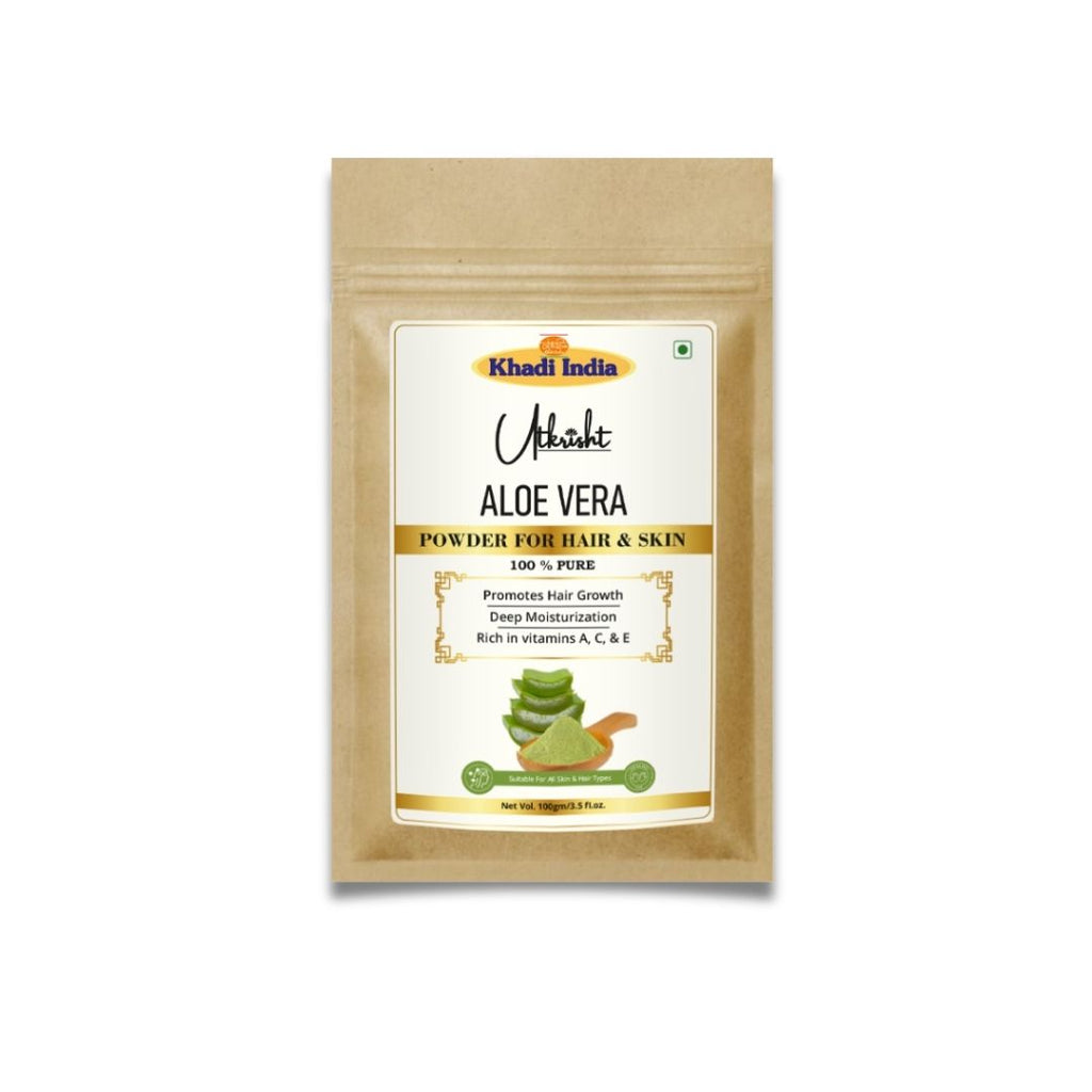 Utkrisht Khadi Aloe Vera Powder for Hair – Natural Conditioner for Hair Growth, Dandruff & Scalp Care - 100gm