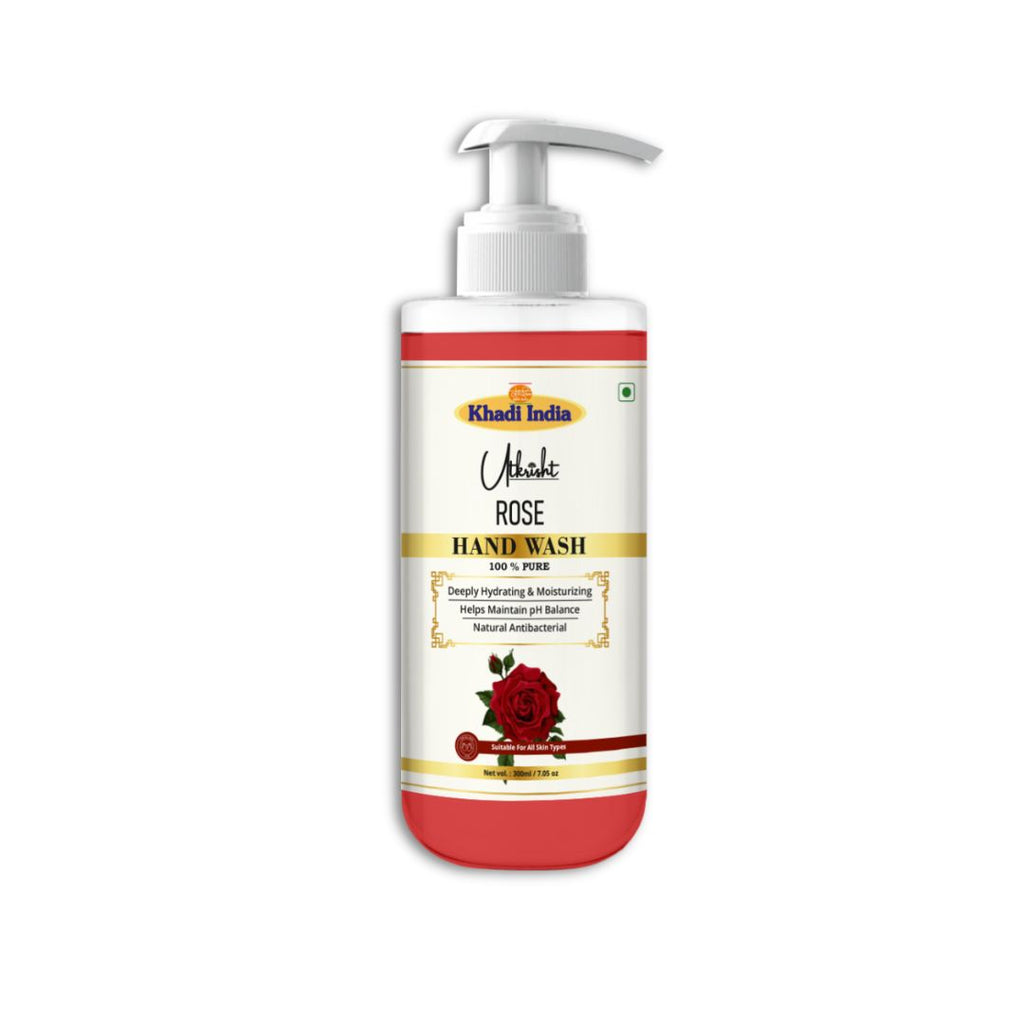 Utkrisht Khadi Rose Handwash – Gentle Cleanser with Natural Rose Extract for Soft, Fragrant & Germ-Free Hands-300ml