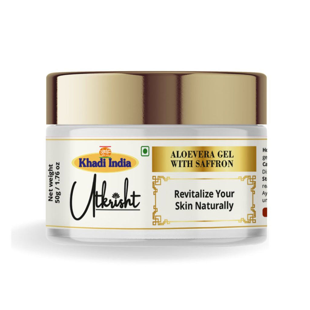 Utkrisht Khadi Aloe Vera Gel with Saffron – Hydrating & Brightening Gel for Skin Nourishment - 50gm