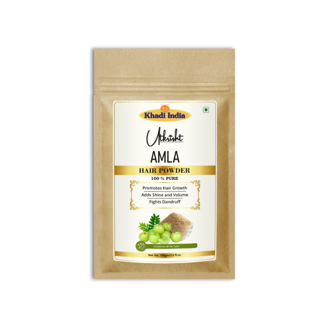 Utkrisht Khadi Amla Hair Powder – 100% Natural Powder for Hair Growth, Dandruff & Shine