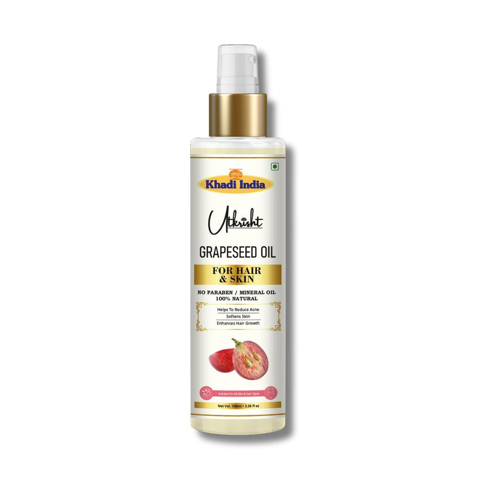 Utkrisht Khadi Grapeseed Hair & Skin Care Oil – 100% Pure & Natural Lightweight Nourishing Oil for Healthy Hair & Glowing Skin - 100ml