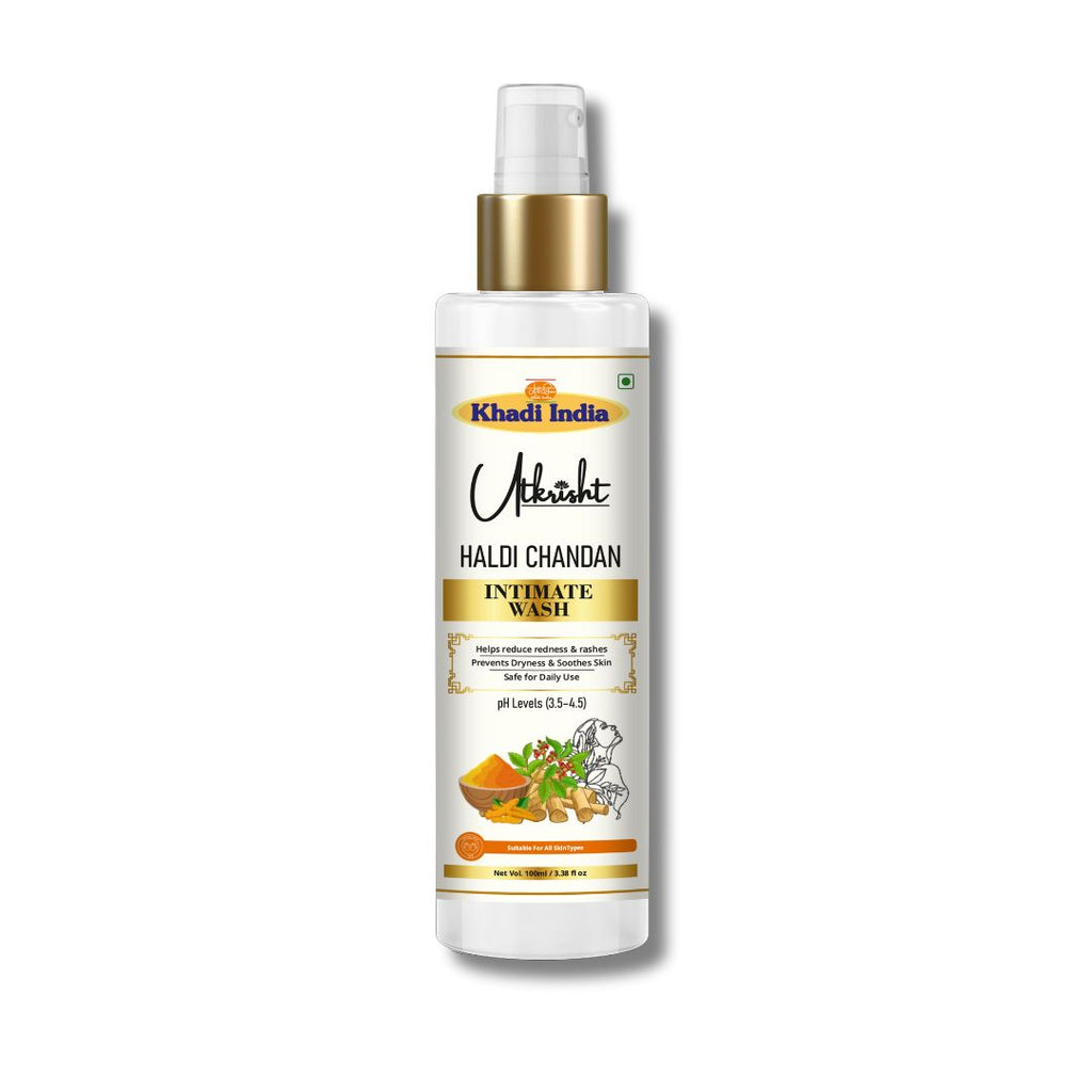 Utkrisht Khadi Haldi & Chandan Intimate Wash – Herbal Hygiene Wash for Women with Turmeric & Sandalwood-100ml
