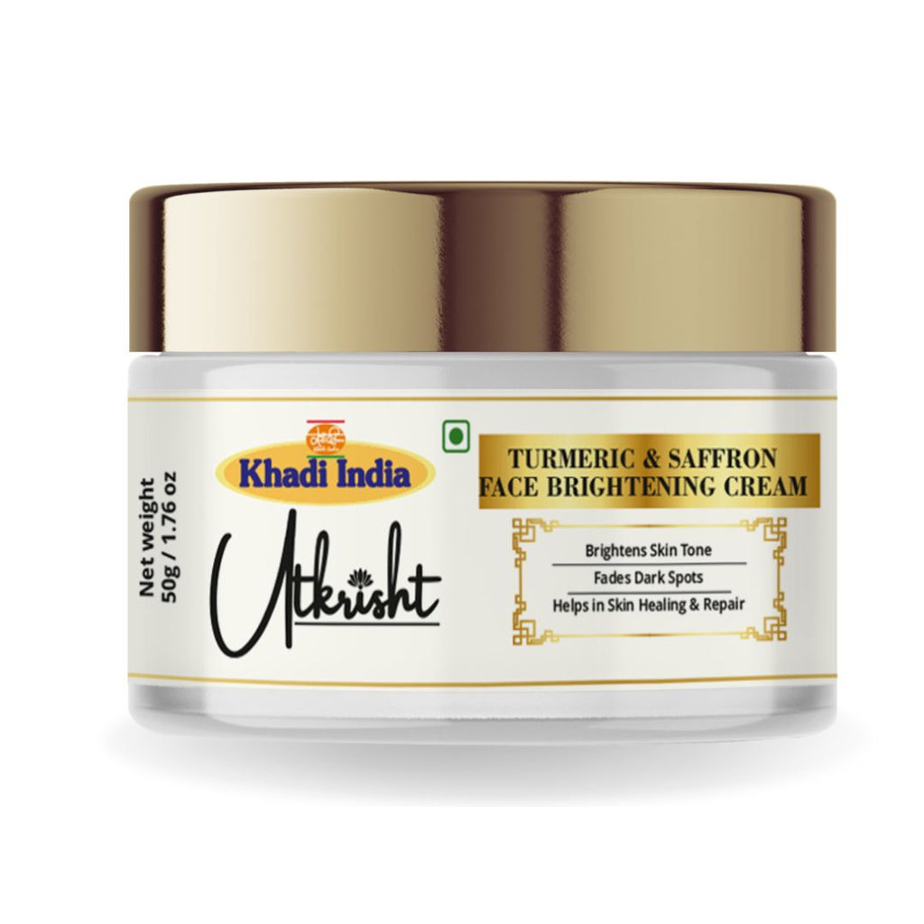 Utkrisht Khadi Turmeric & Saffron Brightening Cream – Glow Boosting & Skin Tone Enhancing Moisturizer (50gm)
