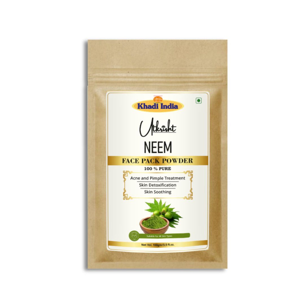 Pure Utkrisht Khadi Multani Mitti face pack powder detoxifies, absorbs oil, and soothes skin for a fresh, glowing complexion. Ideal for all skin types. - 100gm