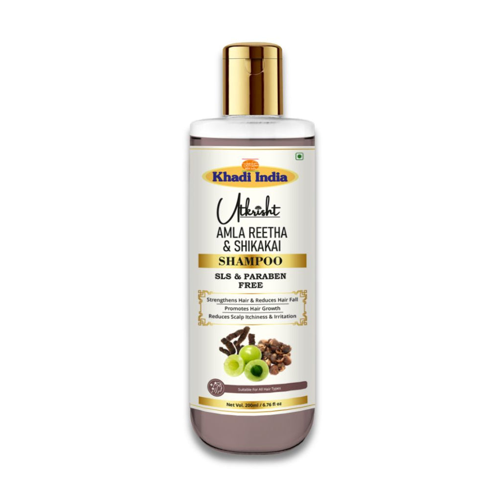 Utkrisht Khadi Amla, Reetha & Shikakai Hair Shampoo – Natural Ayurvedic Cleanser for Hair Strength & Shine- 200ml