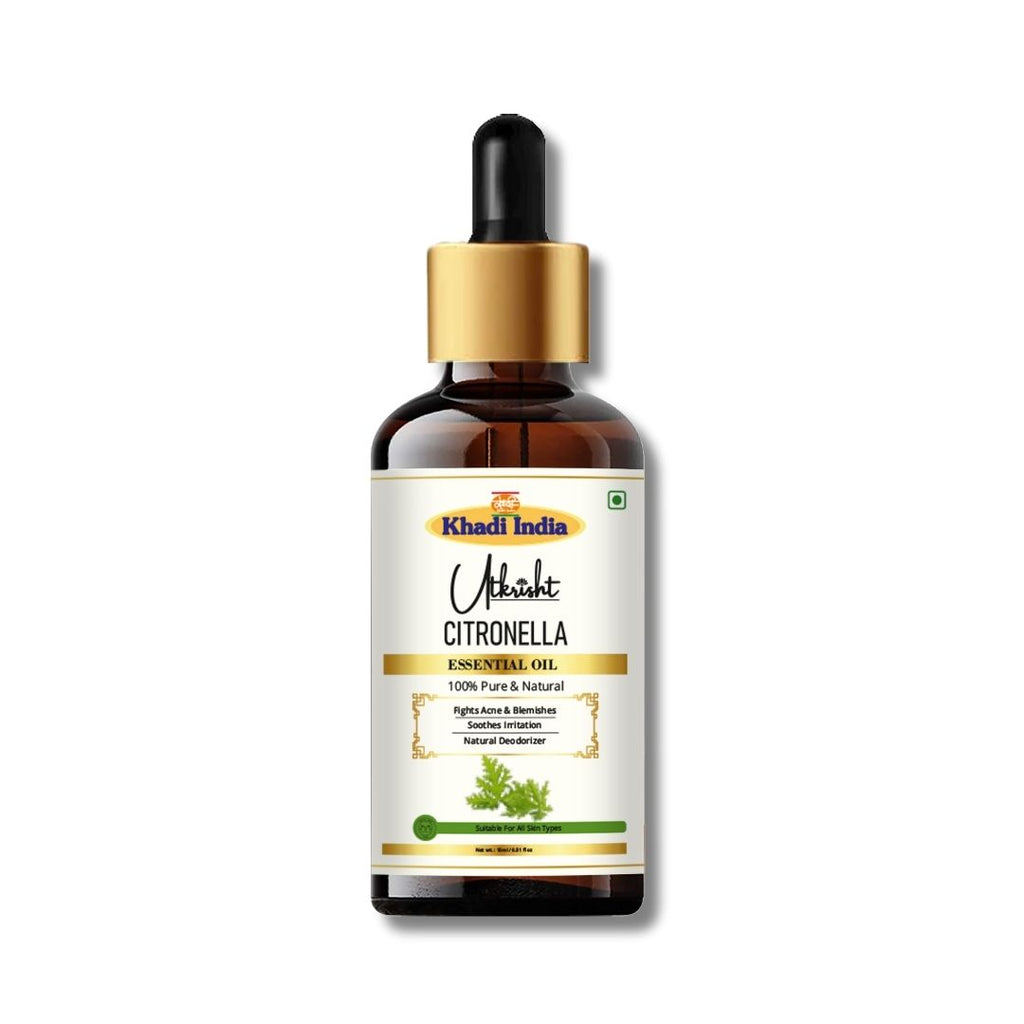 Utkrisht Khadi Citronella Essential Oil – 100% Pure & Natural Insect Repellent Oil for Aromatherapy & Skin - 15ml