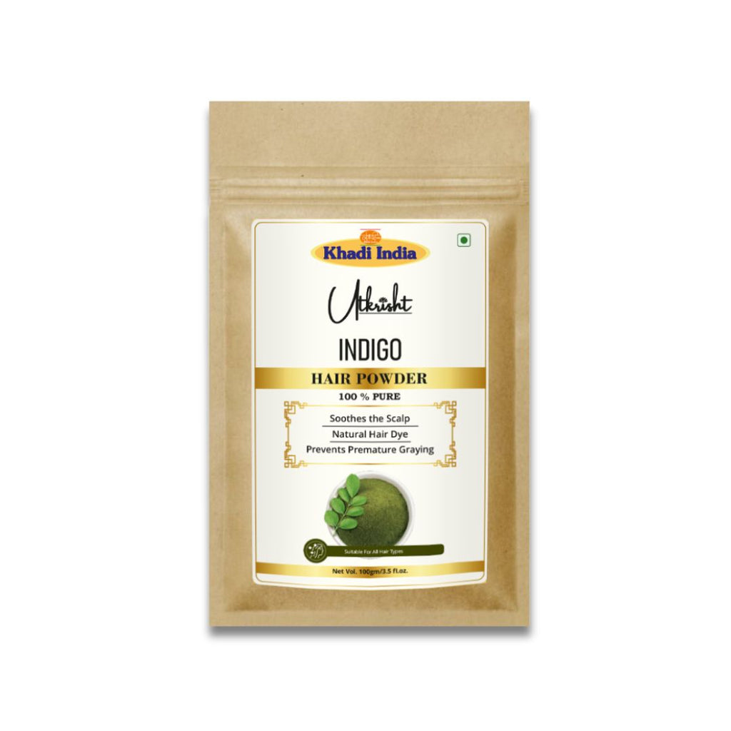 Utkrisht Khadi Indigo Hair Powder – 100% Natural Hair Color for Black & Brown Shades – Chemical-Free & Herbal