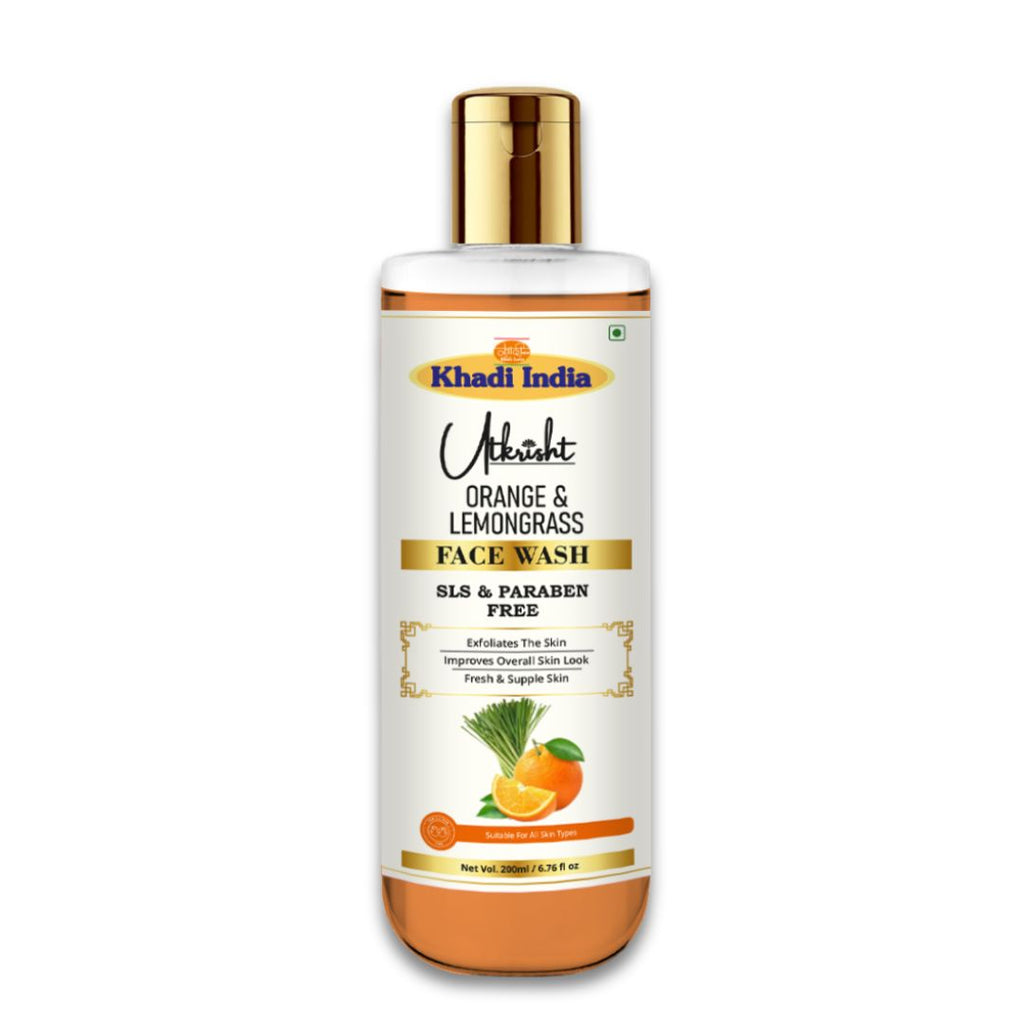 Utkrisht Khadi Orange & Lemongrass Face Wash – Refreshing & Brightening Cleanser for Glowing Skin- 200ml