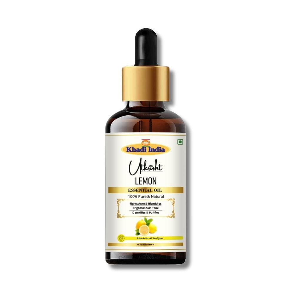 Utkrisht Khadi Lemon Essential Oil – 100% Pure & Natural | Refreshing Citrus Aroma for Skin & Aromatherapy - 15ml