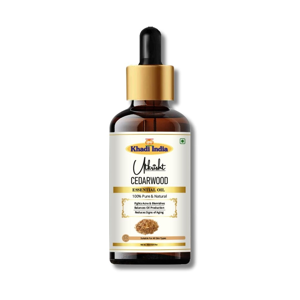 Utkrisht Khadi Cedarwood Essential Oil – 100% Pure & Natural Oil for Hair, Skin, and Aromatherapy - 15ml