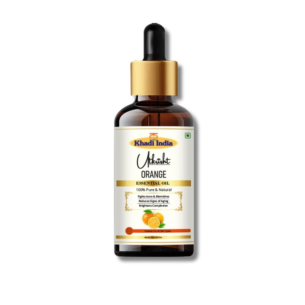 Utkrisht Khadi Orange Essential Oil – 100% Pure & Natural | Sweet Citrus Aroma for Aromatherapy & Skin Care-15ml