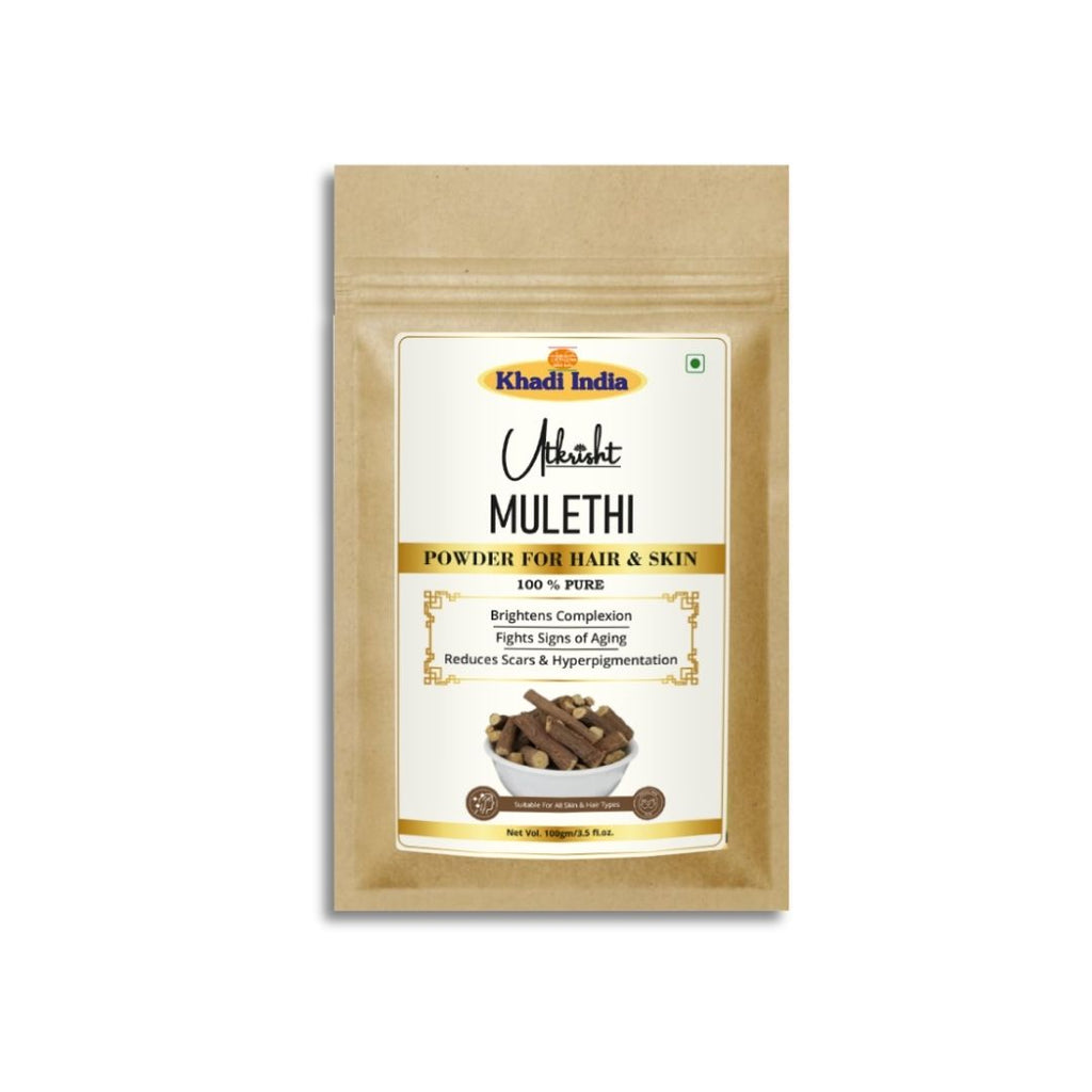 Utkrisht Khadi Mulethi Hair & Skin Powder – 100% Natural Licorice Powder for Dandruff, Itchy Scalp & Hair Strengthening - 100gm