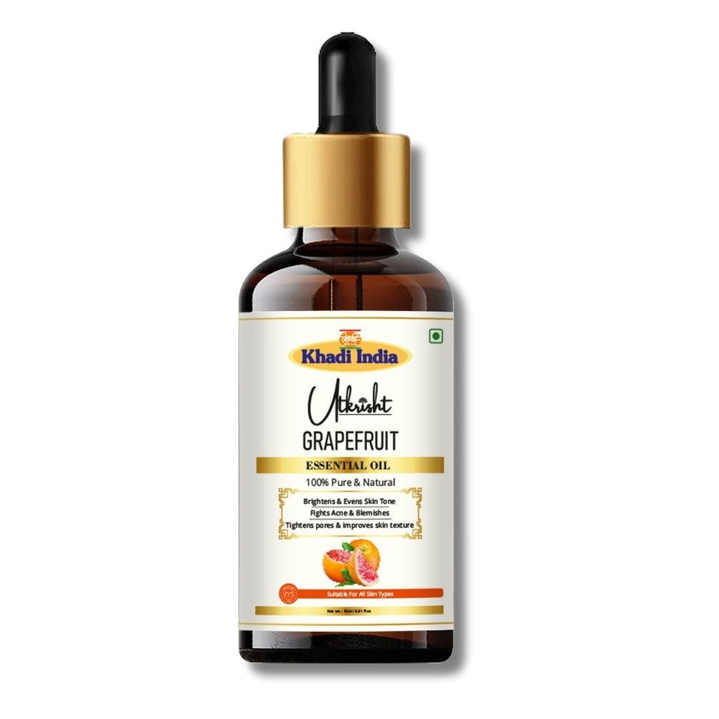 Utkrisht Khadi Grapefruit Essential Oil – 100% Pure & Natural | Uplifting Aromatherapy & Skin Care - 15ml