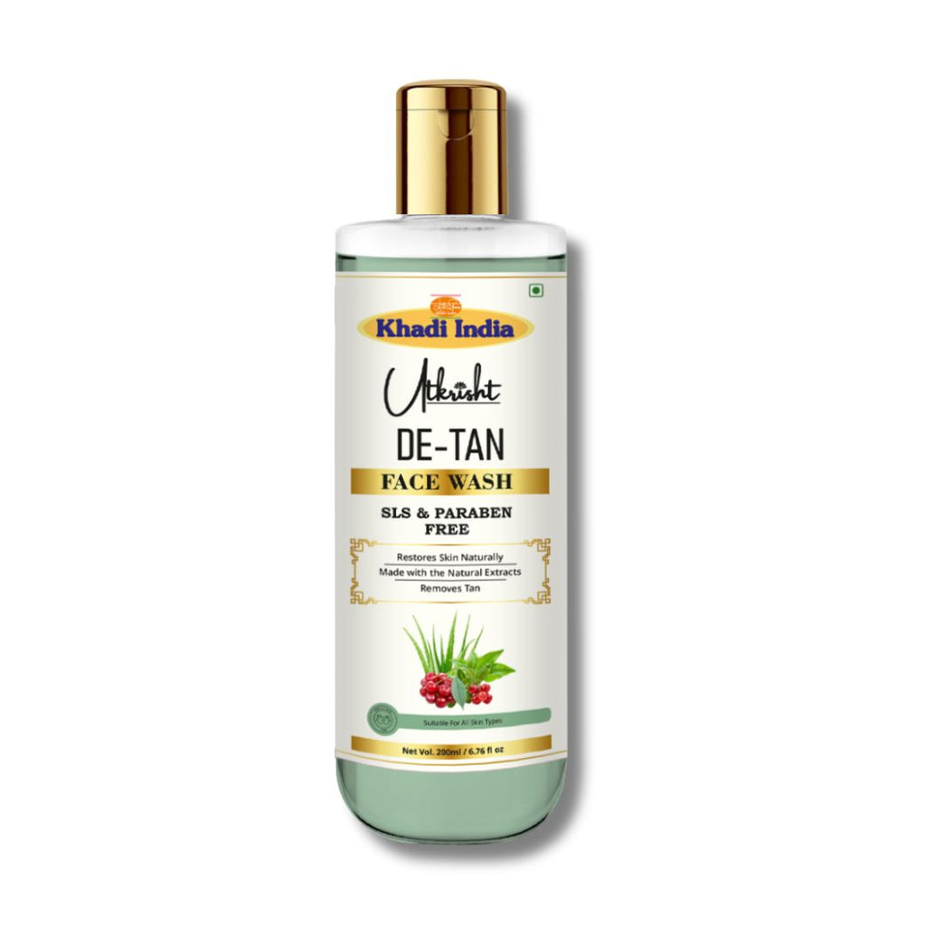 Utkrisht Khadi De-Tan Face Wash – Brightening & Tan Removal Cleanser for Fresh, Glowing Skin- 200ml