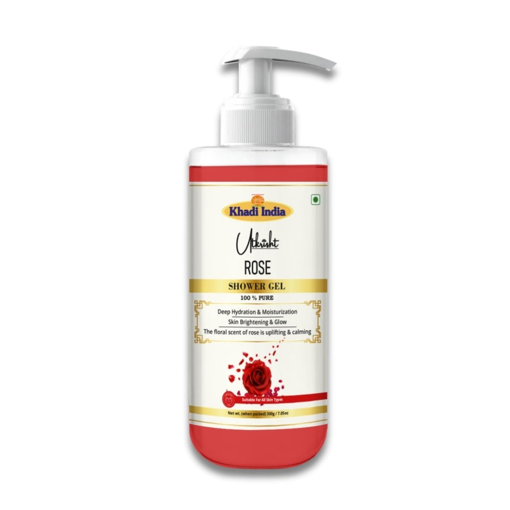 Utkrisht Khadi Rose Shower Gel – Gentle Cleanser with Natural Rose Extracts- 300ml