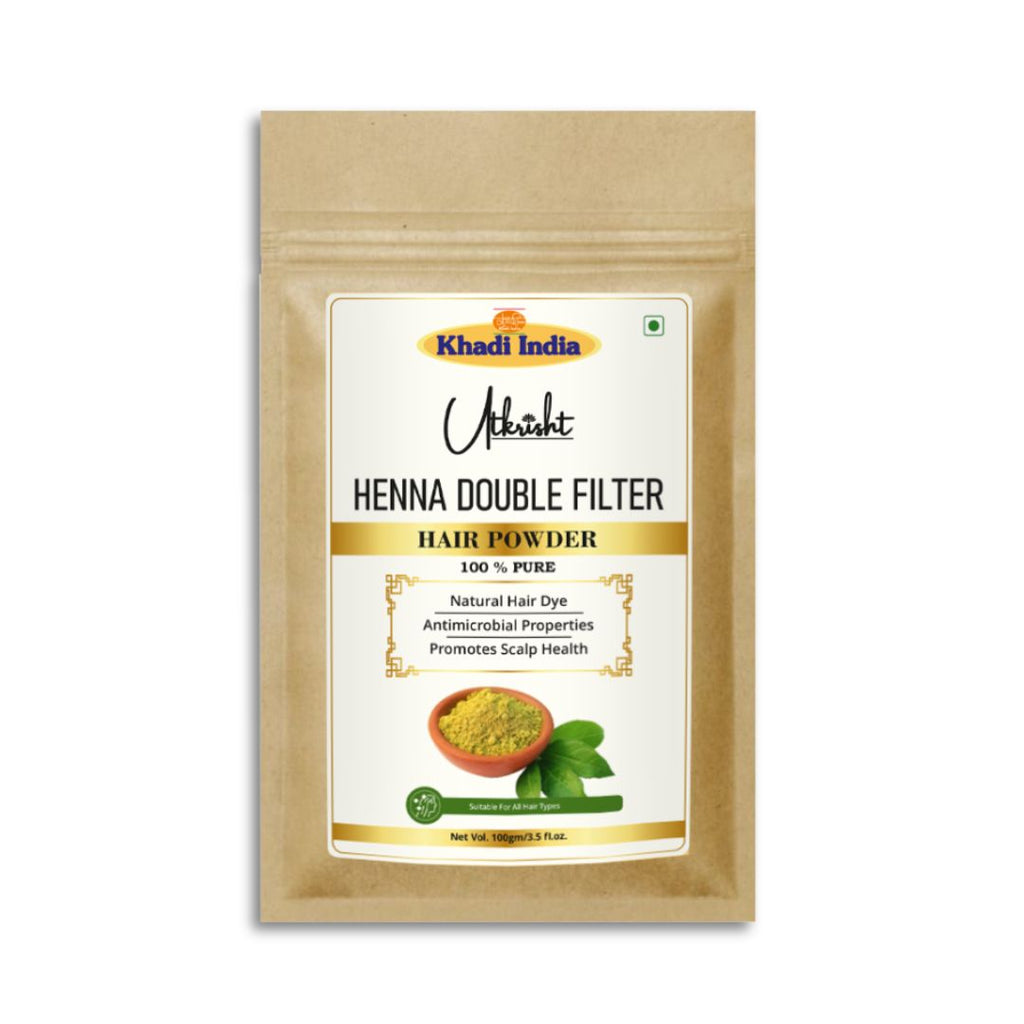 Utkrisht Khadi Henna Double Filtered Hair Powder – 100% Natural Mehndi for Hair Color, Conditioning & Shine