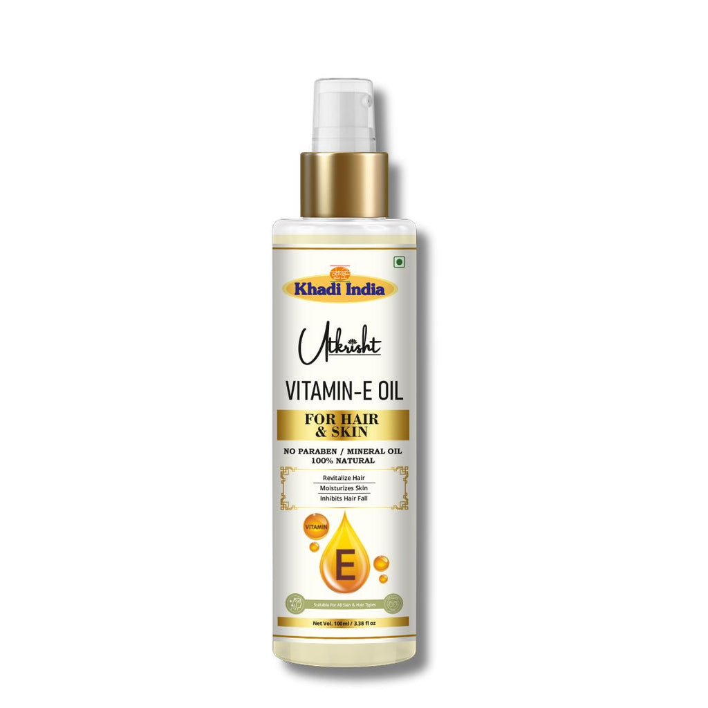 Utkrisht Khadi Vitamin E Hair & Skin Care Oil – 100% Pure & Natural Oil for Nourished Skin & Strong Hair - 100ml