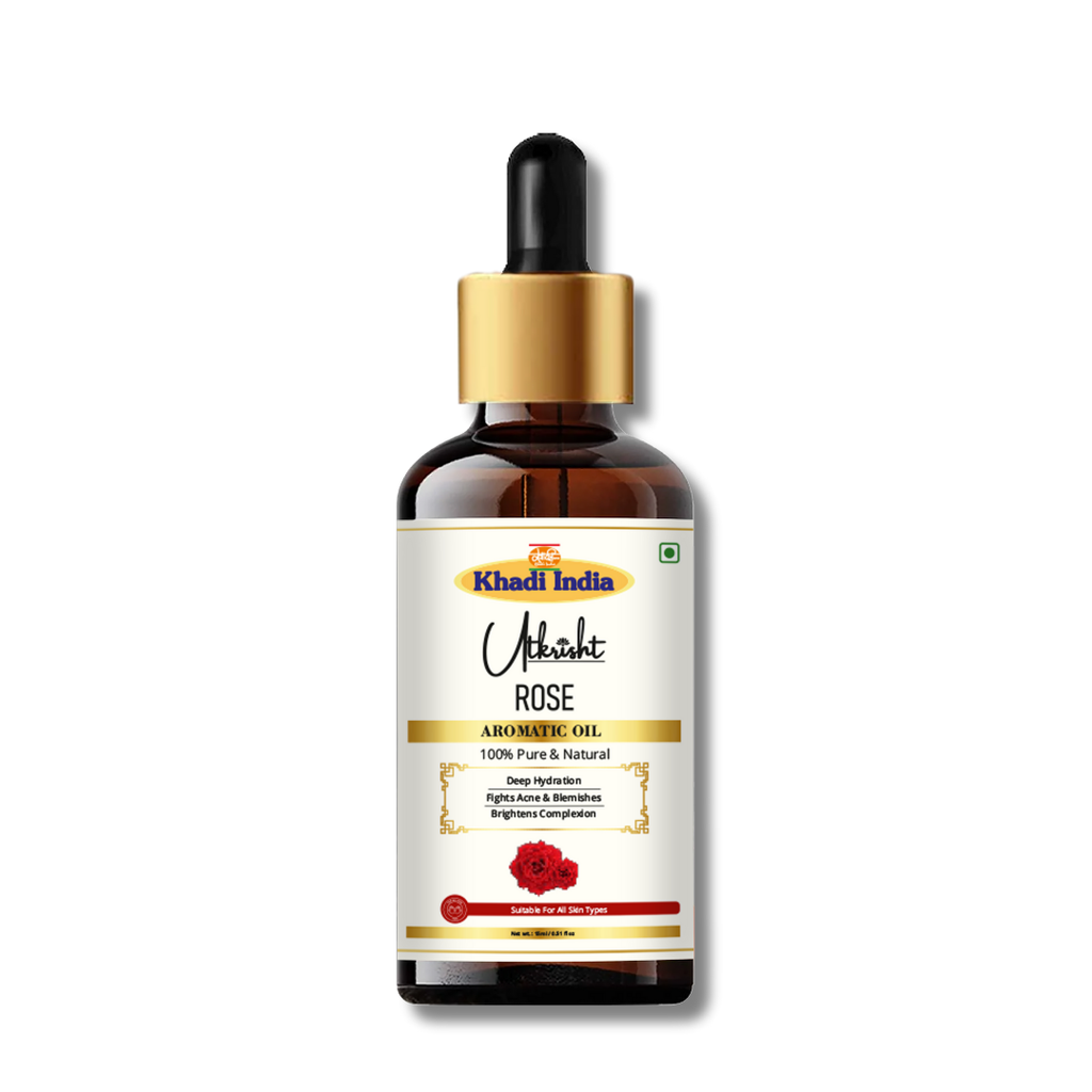 Utkrisht Khadi Rose Aromatic Essential Oil – Pure & Natural Rose Oil for Skin, Hair & Aromatherapy - 15ml