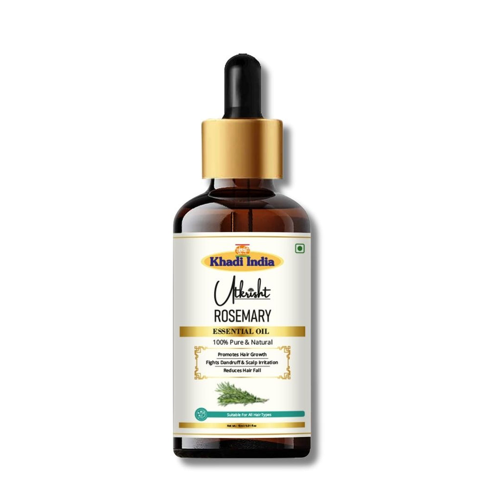 Utkrisht Khadi Rosemary Essential Oil – 100% Pure & Natural | Invigorating Herbal Aroma for Hair & Aromatherapy - 15ml