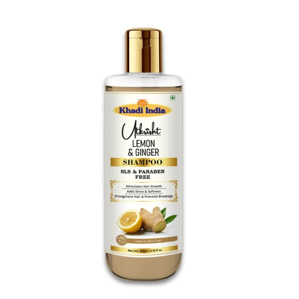 Utkrisht Khadi Lemon & Ginger Hair Shampoo – Herbal Scalp Cleanser for Dandruff Control & Freshness- 200ml