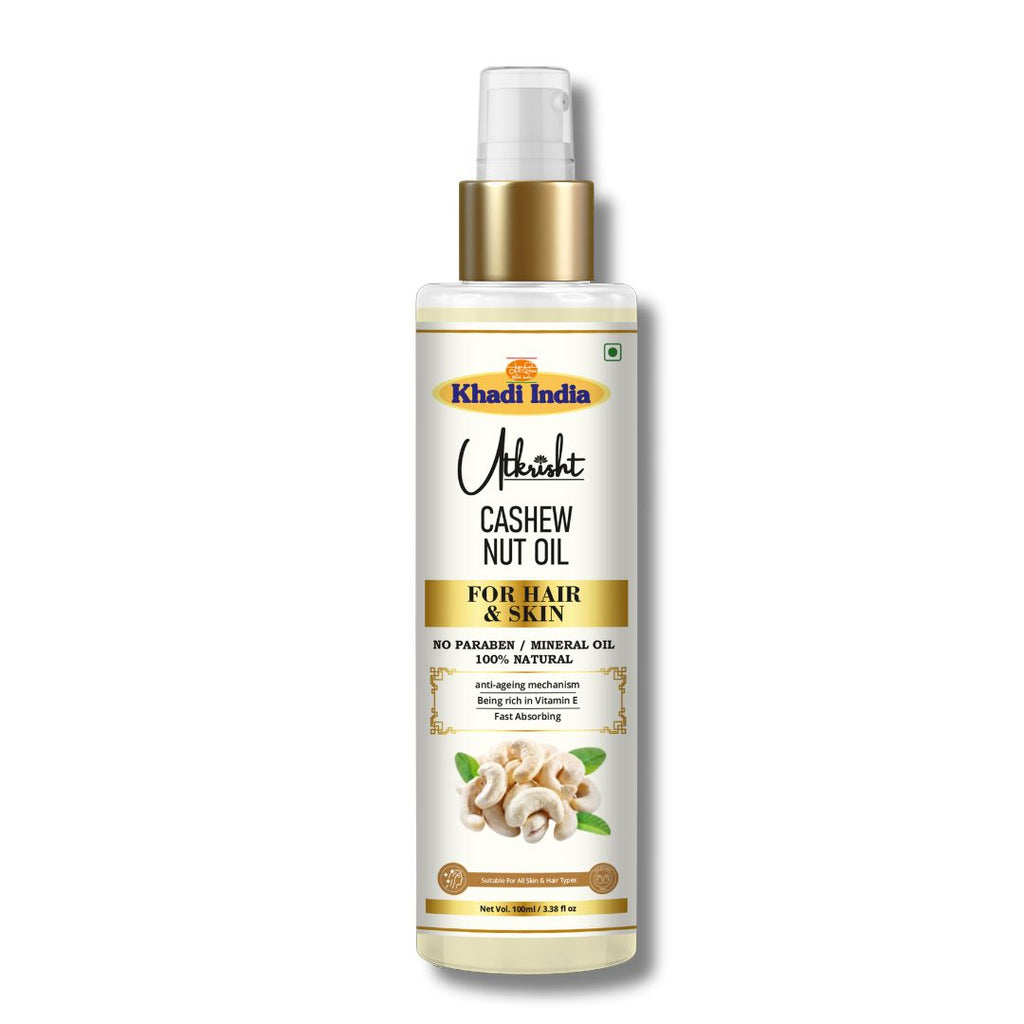 Utkrisht Khadi Cashew Hair & Skin Care Oil – 100% Pure & Natural Nourishing Oil for Strong Hair & Radiant Skin - 100ml