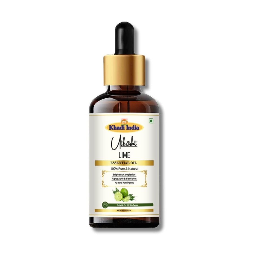 Utkrisht Khadi Lime Essential Oil – 100% Pure & Natural | Refreshing Citrus Aroma for Aromatherapy & Skin Care - 15ml