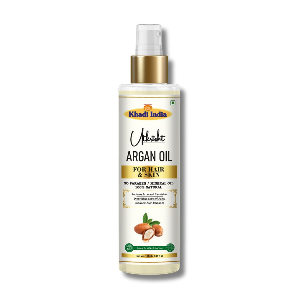 Utkrisht Khadi Argan Hair & Skin Care Oil – 100% Pure & Natural Nourishing Oil for Smooth Skin & Healthy Hair - 100ml