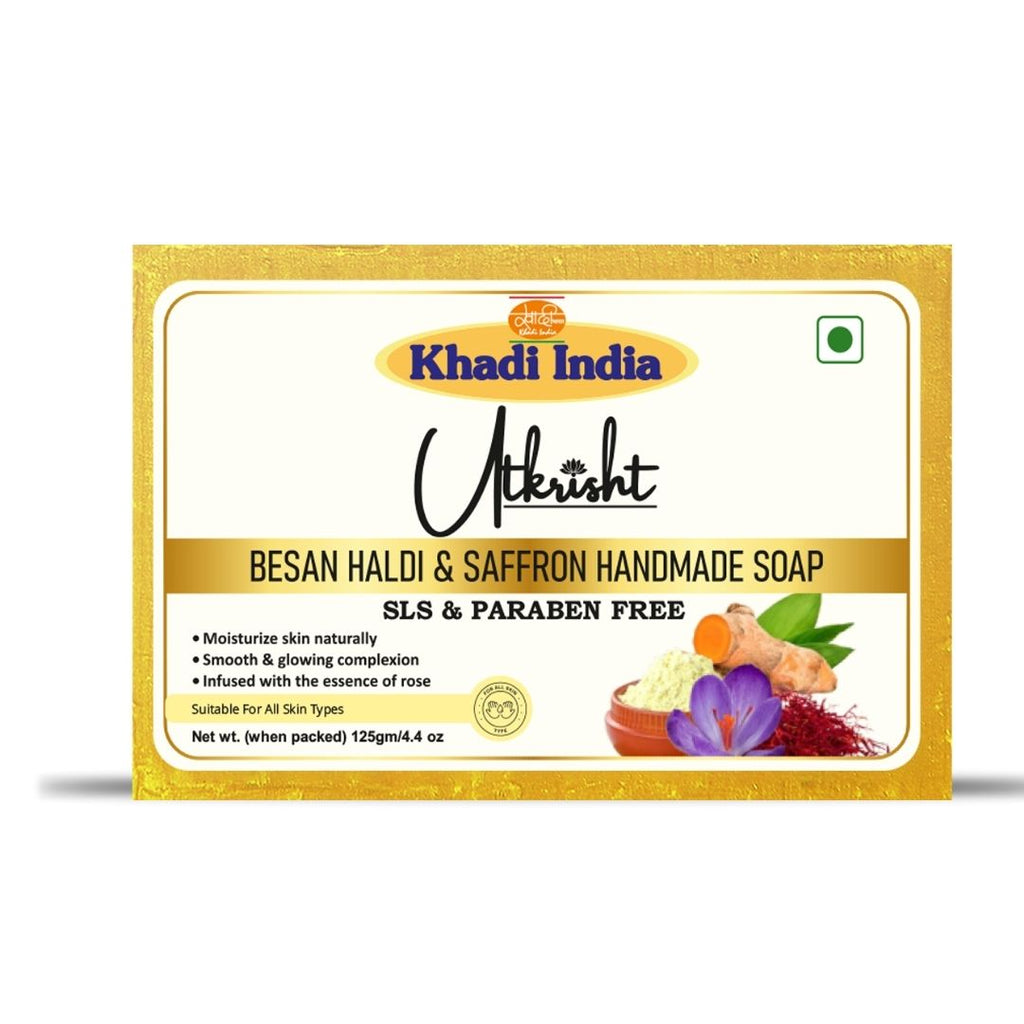 Handmade Besan, Haldi & Saffron Soap – Natural Glow & Clear Skin Formula