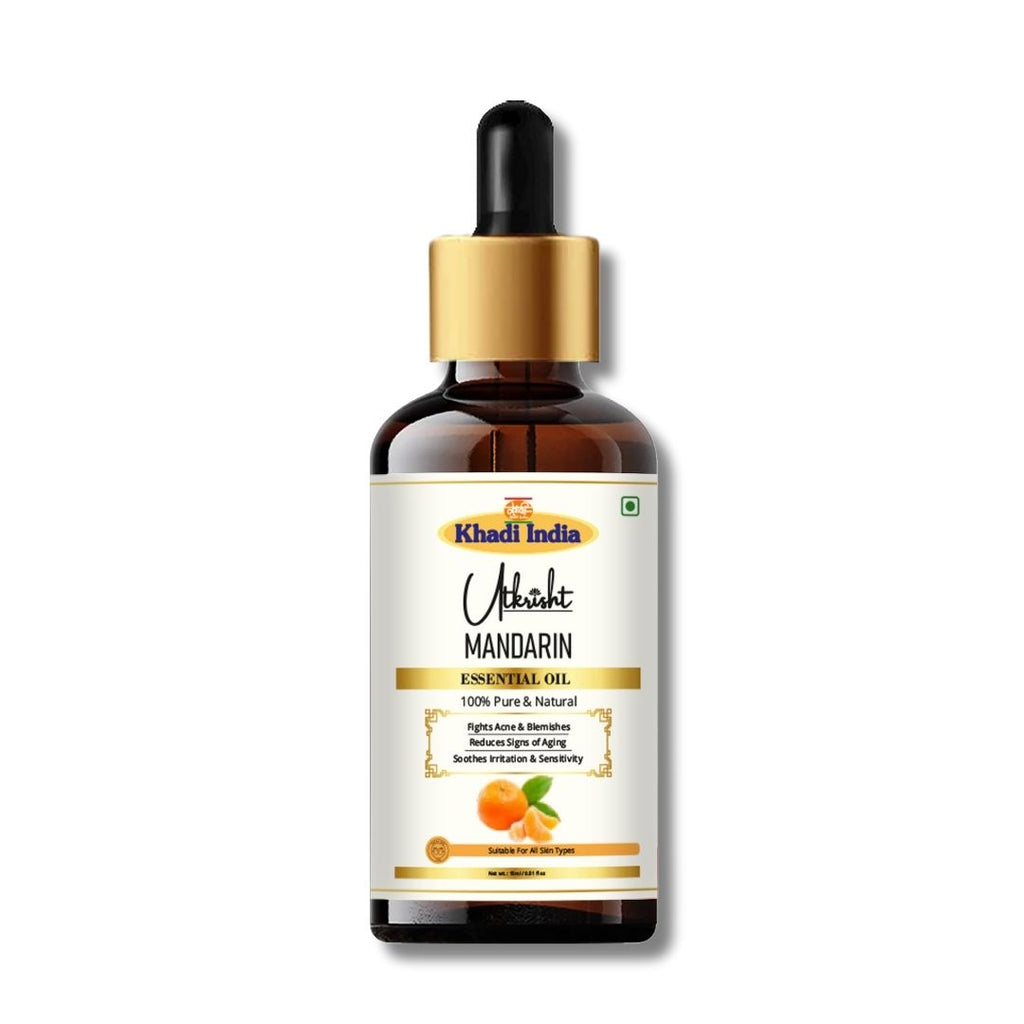 Utkrisht Khadi Mandarin Essential Oil – 100% Pure & Natural | Sweet Citrus Aroma for Aromatherapy & Skin Care - 15ml