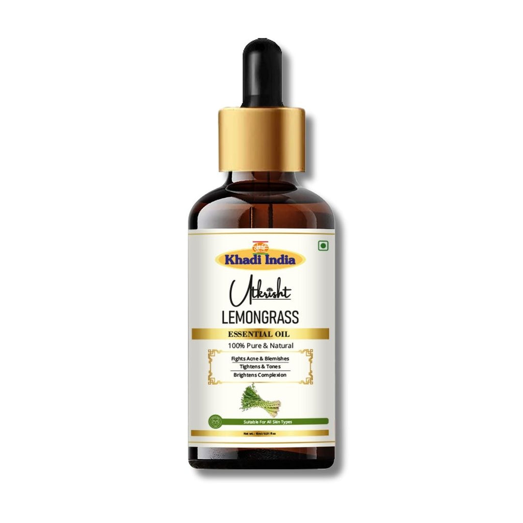 Utkrisht Khadi Lemongrass Essential Oil – 100% Pure & Natural | Refreshing Aromatherapy & Skin Toning - 15ml