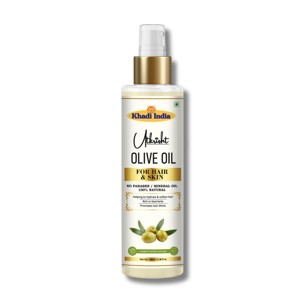 Utkrisht Khadi Olive Hair & Skin Care Oil – 100% Pure & Natural Nourishing Oil for Soft Skin & Strong Hair - 100ml