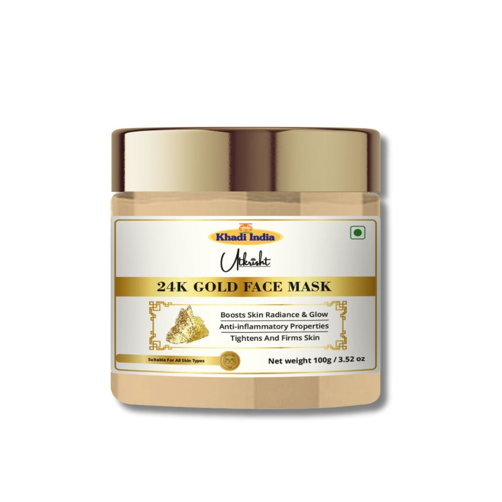 Utkrisht Khadi 24K Gold Face Mask – Radiance & Anti-Aging Herbal Glow (100g)