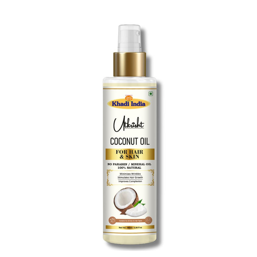 Utkrisht Khadi Coconut Hair & Skin Care Oil – 100% Pure & Natural Nourishing Oil for Strong Hair & Soft Skin - 100ml