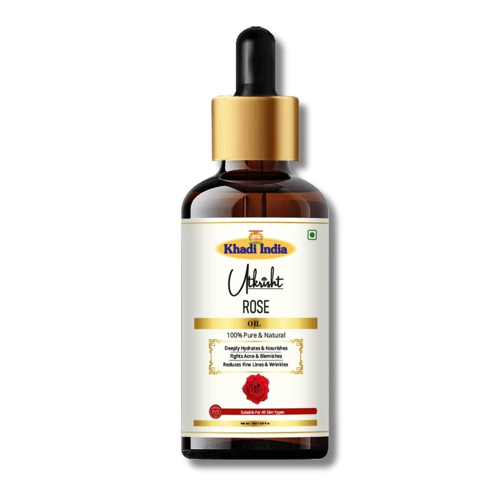 Utkrisht Khadi Rose Essential Oil – 100% Pure & Natural | Luxurious Floral Aroma for Skin & Aromatherapy-15ml