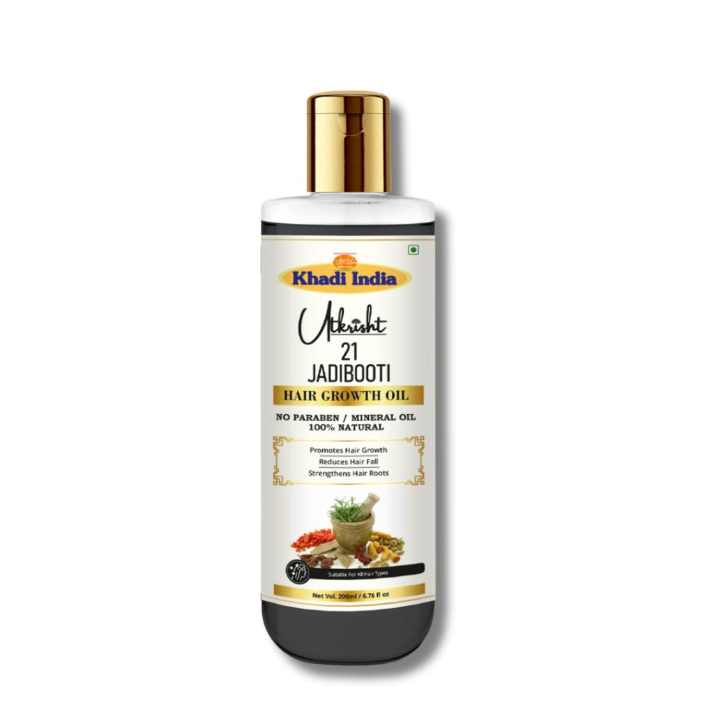 Utkrisht Khadi 21 Jadibuti Hair Growth Oil – Ayurvedic Herbal Blend for Hair Fall Control & Thicker Hair – 200ml